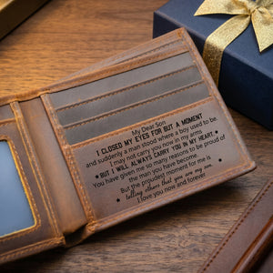 Gift for My Dear Son Leather Thin Wallet