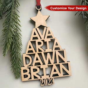 Our Family 2024 Custom Family Name Wooden Ornament