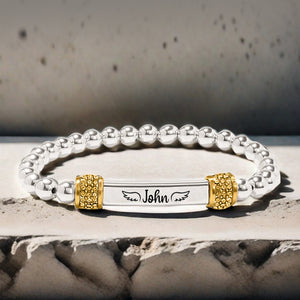 I'M A MOM TO A SON WITH WINGS-Personalized Name Memorial Bracelet