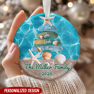 Personalized Family Coastal Beach Christmas Tree