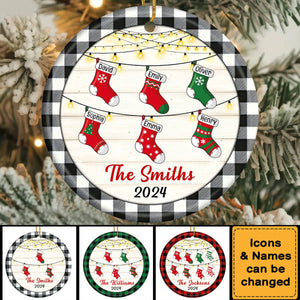 Personalized Christmas Stocking Family Round Ornaments