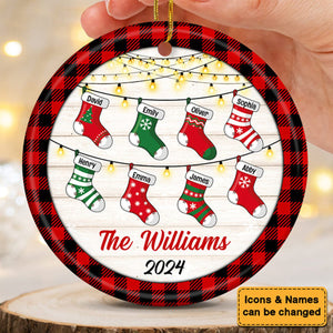 Personalized Christmas Stocking Family Round Ornaments
