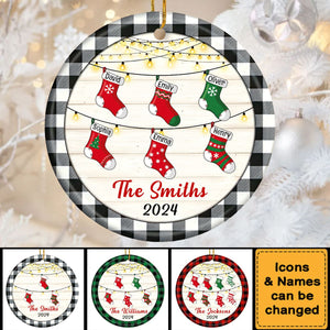 Personalized Christmas Stocking Family Round Ornaments