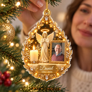 Personalized Guardian Angel Photo Memorial Ornament, Heartfelt Sympathy Gift