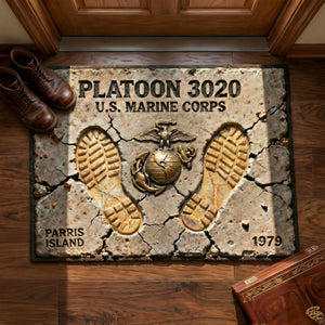 Personalized U.S. Marine Corps 3D Effect Doormat, Gift For Family Dad Him