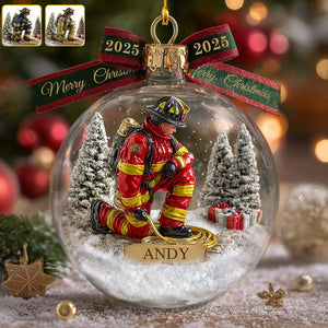 Proud Firefighter - Personalized Firefighter Snow Globe Ornament