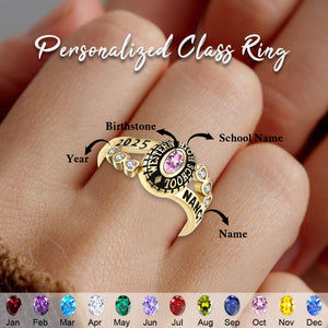 High School College University Birthstone Customized Class Ring
