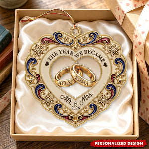 "The Year We Became Mr & Mrs" Personalized Acrylic Ornament - Custom Couples First Christmas Keepsake