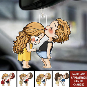 Personalized Acrylic Car Ornament, Gift For Cute Couple