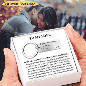 I Love You More - Personalized Couple Initial Keychain