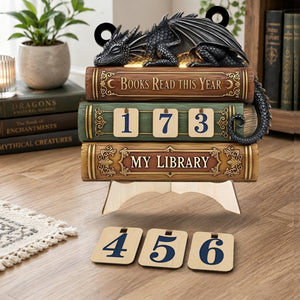 Personalized Dragon Books Read This Year Counter, Reading Tracker Sleeping Dragon