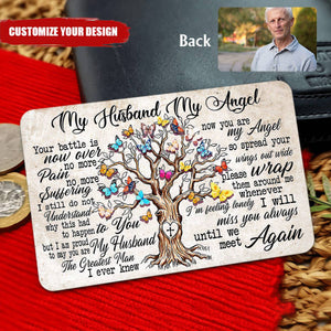 My Husband My Angel Tree Print Personalized Wallet Card