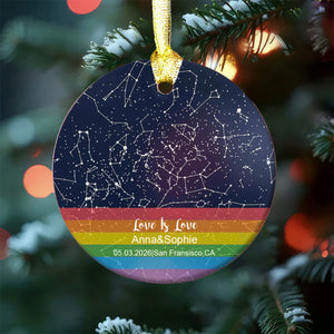 Personalized LGBT Star Maps Ornament, Pride Month, Wedding, Anniversary Gift
