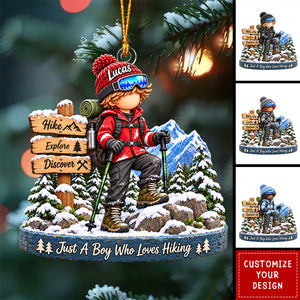 Personalized Hiking Adventure Boy Christmas Ornament