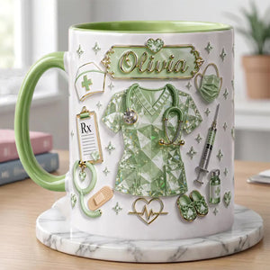 Personalized 3D Effect Nurse Name Mug-Custom RN Gift Coffee Cup