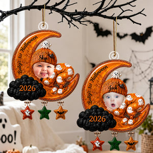 Baby Sleep On The Moon - Personalized Baby First Halloween Ornament