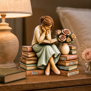 "Just A Girl Who Loves Books" Personalized Book Lover Wooden Plaque - Custom Reader Gift for Book Club Friends