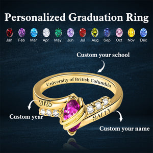 Personalized Graduation Birthstone Ring Gift for Graduates
