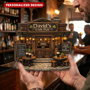 Personalized Irish Pub Wooden Block, Custom Name Sign