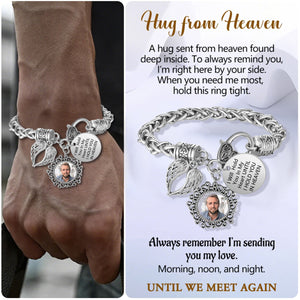 Custom Memorial Photo & Text Bracelet, Angel Wing Sympathy Gift