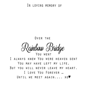 Personalized Rainbow Bridge Paw Necklace - Dog Cat Memorial Jewelry