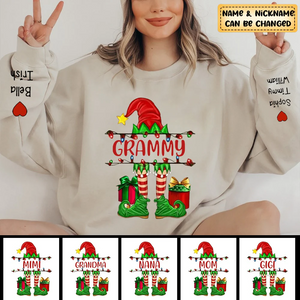 Grandma/Mom Elf Christmas Light Personalized Sweatshirt