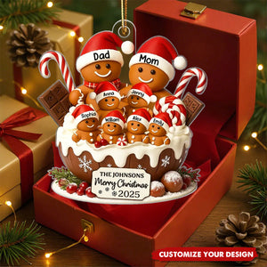Gingerbread Family Holiday Delight Personalized Acrylic Ornament