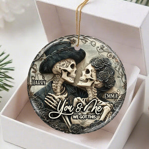 You & Me - Personalized Skull Ceramic Ornament