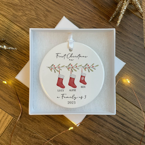 Personalized first Christmas as a family of 3 - Christmas Tree Decoration