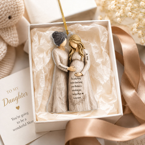 Personalized Pregnancy Announcement Ornament, Mom & Daughter Gift