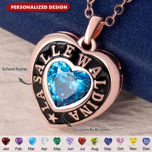 Personalized Birthstone Shield Badge Necklace With Text Class of 2026 Graduation Gift
