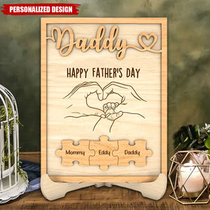 Personalized Family Hands & Puzzle Sign, Father's Day Gift