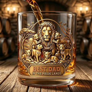 Best Dad In The Pride Lands Whiskey Glass - Personalized Father's Day Gift