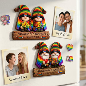 Growing Old Together – Personalized LGBTQ Couple Fridge Magnet