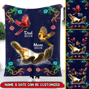 Memorial Flying Cardinals Family Loss Custom Names Blanket Gift for your loved one