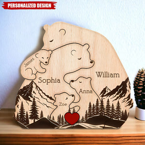 Father's Day Gift, Personalized Wooden Bear Family Puzzle