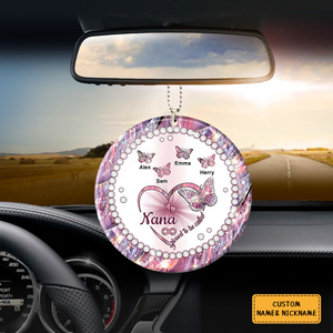 Sparkling Butterfly Grandma Nana Mom Mimi Grandkids Personalized Ceramic Ornament