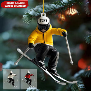 Skiing Fun Personalized Name Ornament, Gift For Skiing Lovers