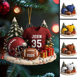 Personalized Football Ornament 2026: Custom Jersey & Helmet Keepsake