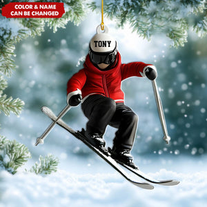 Skiing Fun Personalized Name Ornament, Gift For Skiing Lovers