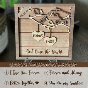 Personalized Couples Custom Layered 3d Wood Sign, Heart with Date Frame, Anniversary Gift