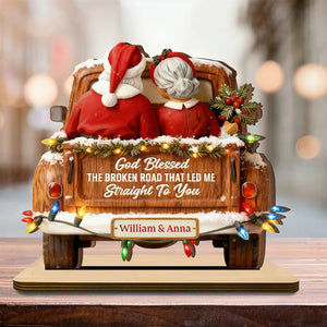 God Blessed The Broken Road Plaque, Custom Name Keepsake