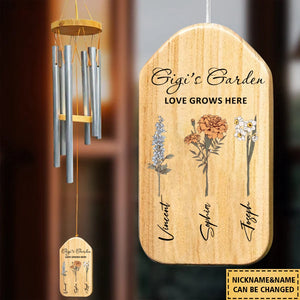 Personalized Grandmas Garden Wind Chimes