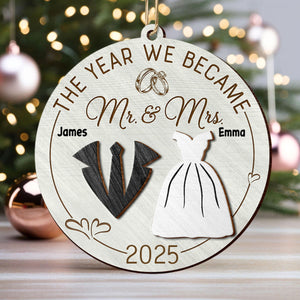 The Year We Became Mr. & Mrs. - Personalized 2-Layered Wooden Ornament