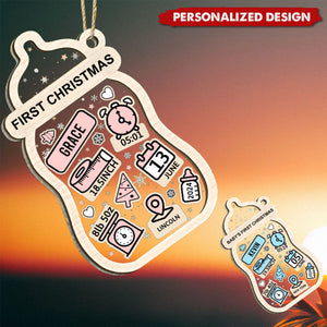 Baby's First Christmas Bottle - Personalized Double Layer Ornament