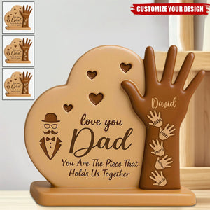 Dad Heart Kid's Hand - Personalized Father Custom Shaped Acrylic Plaque