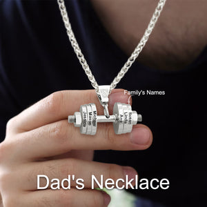 Personalized Name Dumbbell Necklace For Father's Day