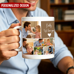 Father's Day Gift, Custom Photo Collage Dad And Kids Mug