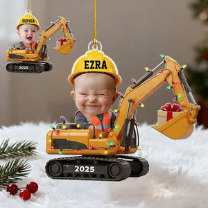Personalized Baby Excavator Christmas Ornament