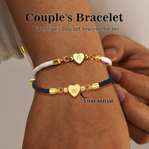 Personalized A-Z Initial Bracelet - Adjustable Colored Heart Bracelet